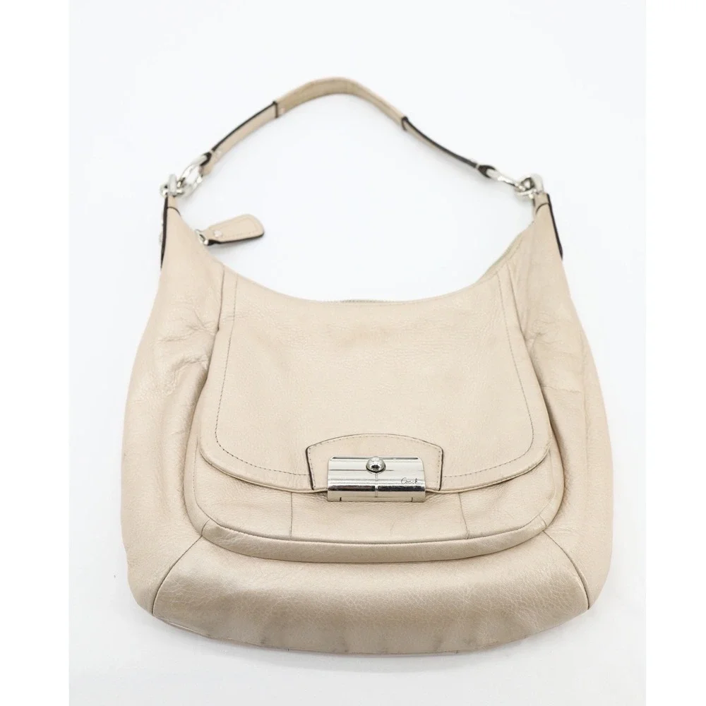 Coach Kristin Leather Hobo Bag Champagne Pearl Metallic Shoulder Purse F22306